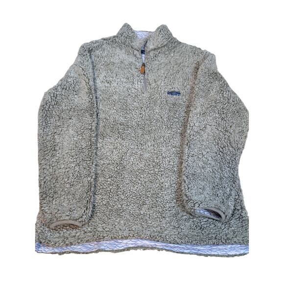 USA Palm Reversible Sherpa 1/4zip Grey Sherpa Wave Print Missing Tag (L) Mens - Picture 1 of 8